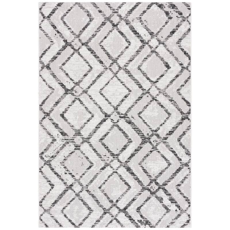 SAFAVIEH Courtyard Irlinda Transitional Indoor/Outdoor Rug - 5'3" x 7'7" - Ivory/Black