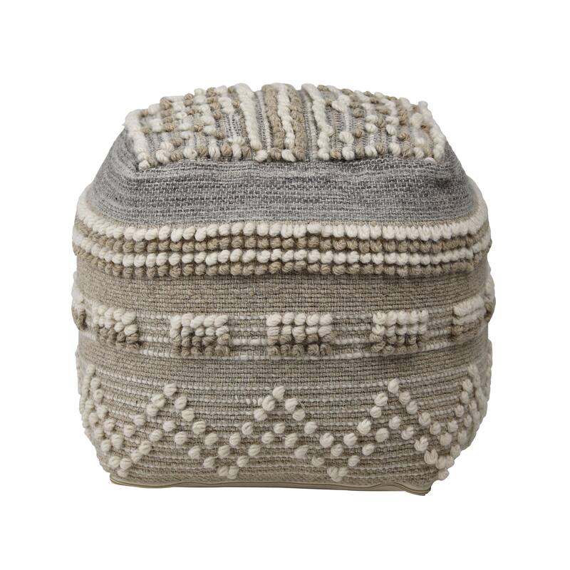 Blake Wool Upholstered Ottoman, Gray with Neutral Tones