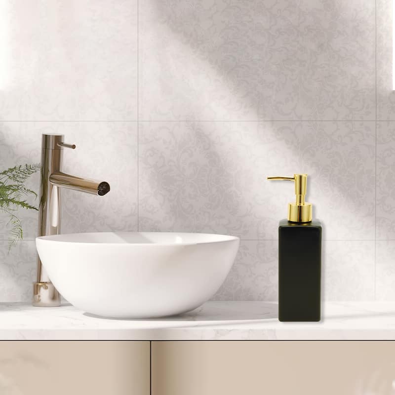 Square Elegant Soap Pump Dispenser for Laundry Rooms Hotels 350ml 1 Pcs - Black Gold Tone