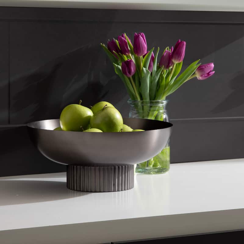 Kate and Laurel Rooks Ribbed Metal Bowl