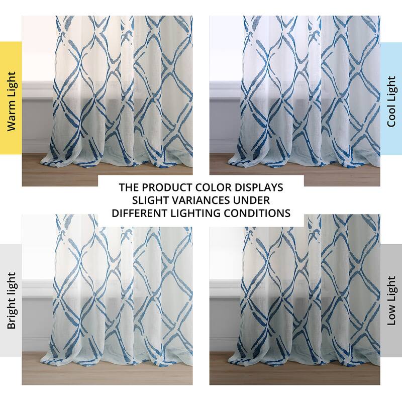 Exclusive Fabrics Normandy Printed Faux Linen Sheer Curtain (1 Panel)