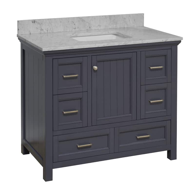 KitchenBathCollection Paige 42" Bathroom Vanity with Carrara Marble Top