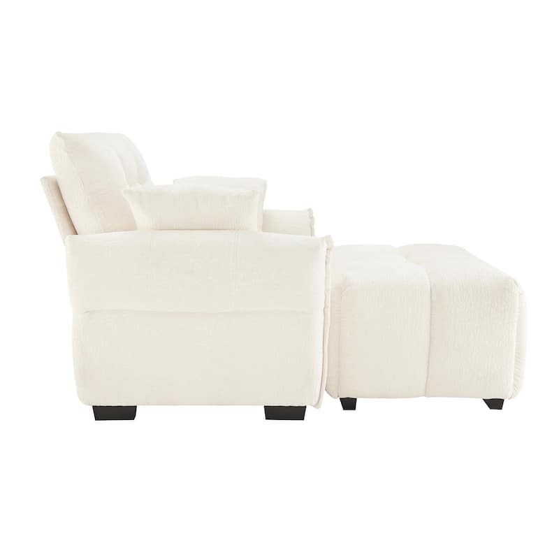 Chenille Ergonomic Lounge Chair with Ottoman, High-Resilience Sponge Cushions and Modular Design