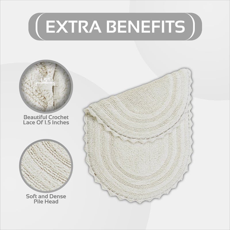 Better Trends Bath Rugs Set 100% Cotton Soft & Water Absorbent Tufted Bathroom Rug for Shower, Sink Bath Mats Lilly Crochet