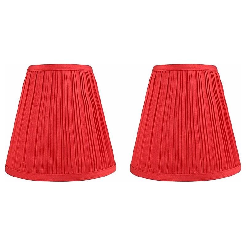 Many Selections Table Lamp Shade, 5 inch Top, 9 inch Bottom, 8.5 inch Slant - Set of 2 - Pleated Red Faux Silk