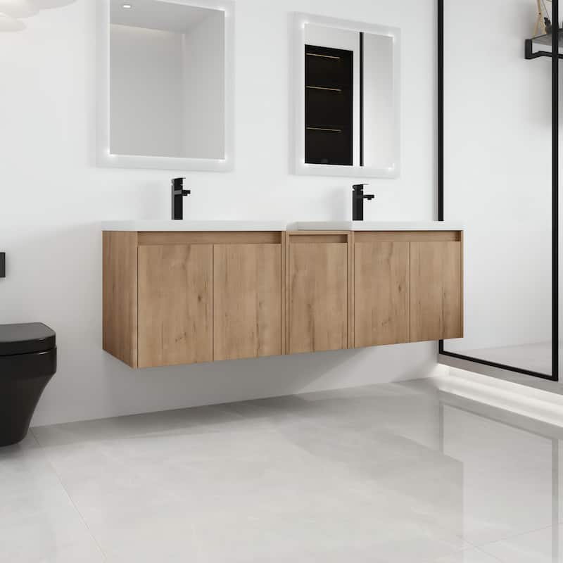 Malwee 36"/48"/60" Floating Bathroom Vanity,Wall Mounted Bathroom Vanity with Sink,Soft Close Door and Adjustable Shelf