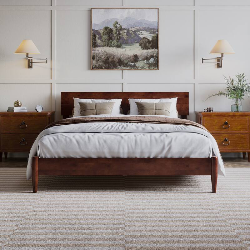 Aria Solid Wood Modern Low Profile Platform Bed