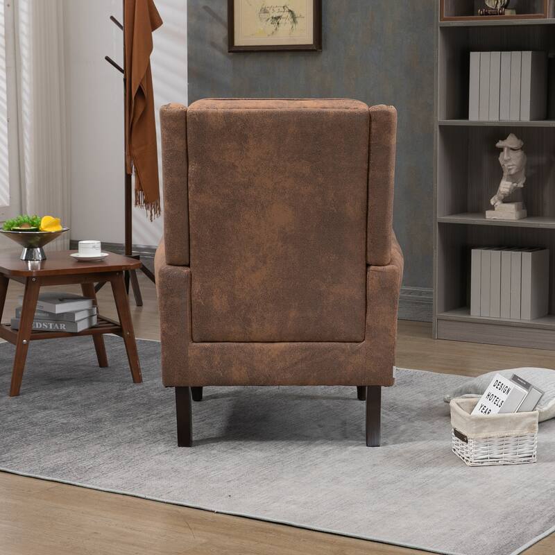 Coffee Modern 29.33" High Back Upholstered Arm Chair with Sturdy Wood Legs and Nailheads for Living Room