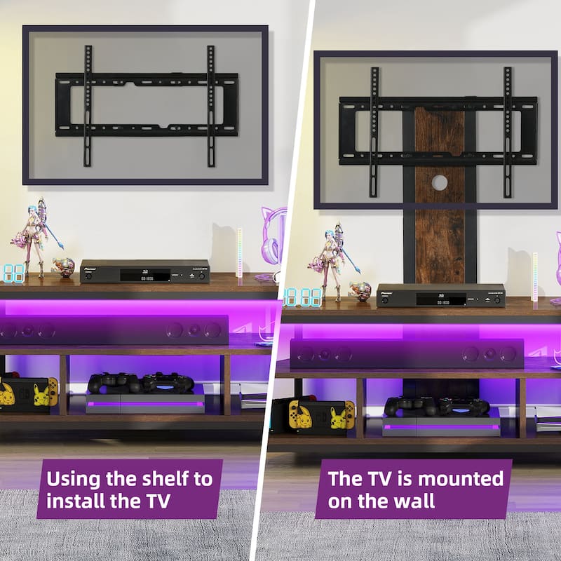 Moasis Adjustable Height TV Stand with Mount and Power Outlet for Living Room