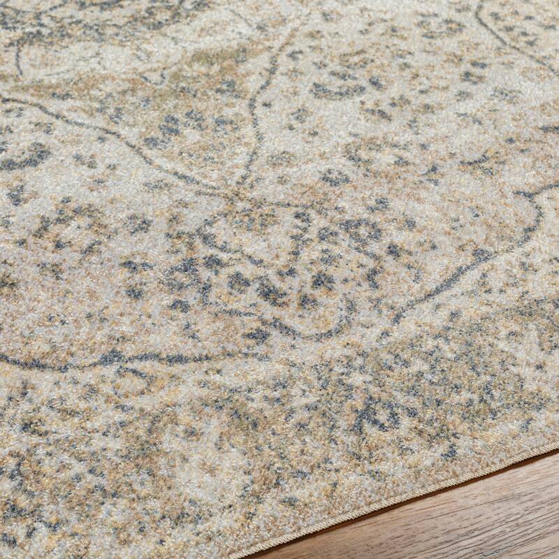 Livabliss Lillian Machine Washable Floral Medallion Area Rug
