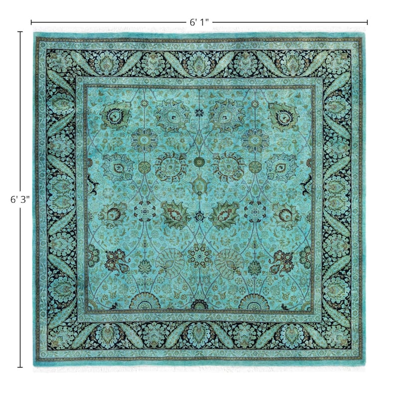 Overdyed One-of-a-Kind Hand-Knotted Area Rug - Green - 6' 1" x 6' 3"