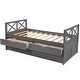 preview thumbnail 7 of 37, Twin Size Wooden Daybed with 2 Drawers and Trundle for Kids Teens