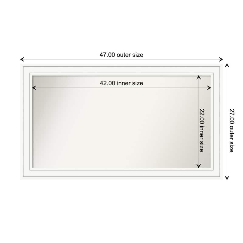 Craftsman White Framed Non-Beveled Custom Wall Mirror, Bathroom Vanity Mirror - Outer Size: 47 x 27