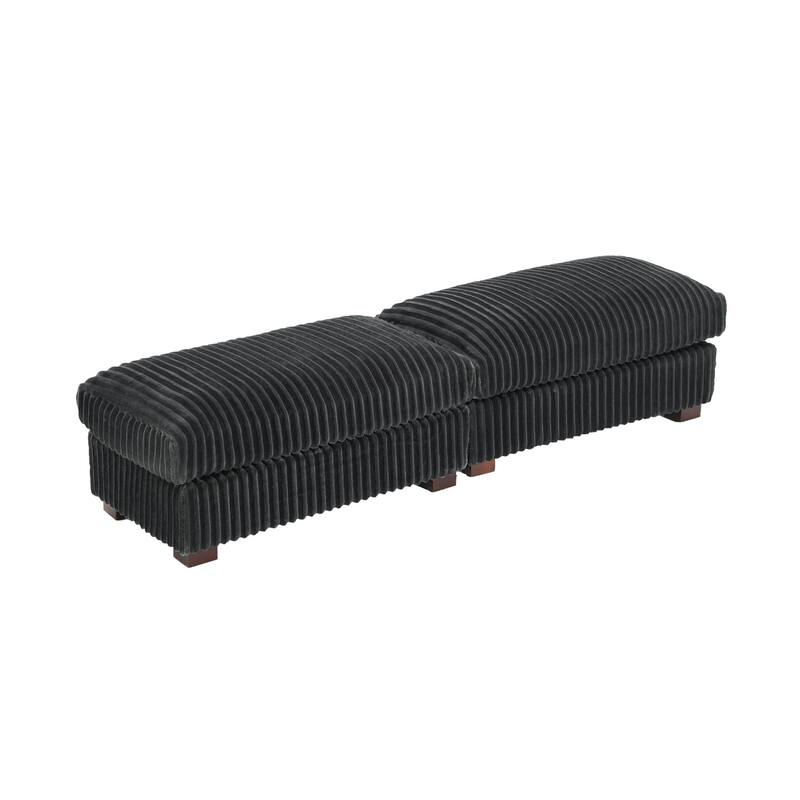 40" Oversized Plush Flannel Upholstered Ottoman Footstool Set of 2