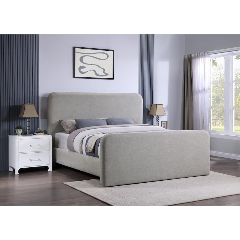 Kendra Grey Upholstered Platform Bed - Queen