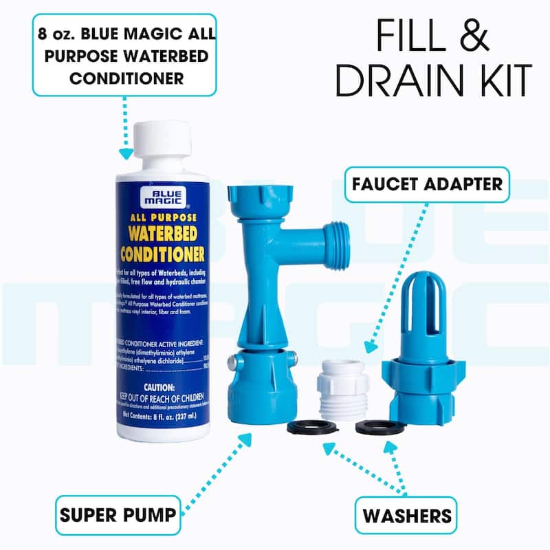 99 Percent Waveless Hardside Waterbed Mattress Bundle - Liner, Fill/Drain Kit, Conditioner - Frame Not Included