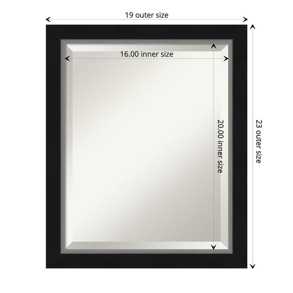 Beveled Bathroom Wall Mirror - Eva Black Silver Narrow Frame