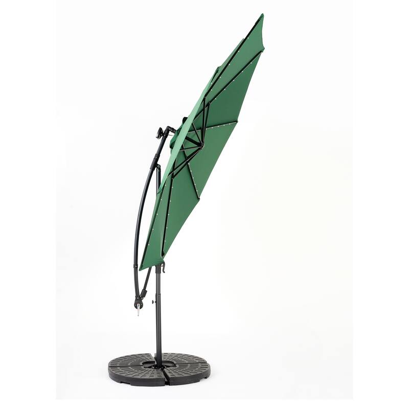 10ft LED Light Hanging Patio Umbrella w/ Adjustable Dual-Handle System