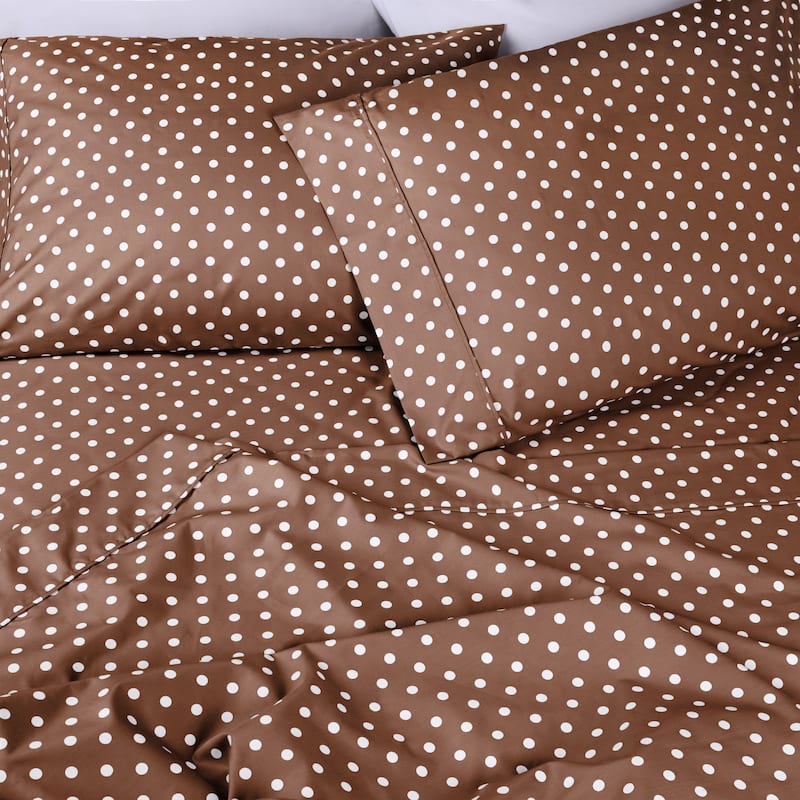 Superior Thread Count 600TC Cotton Blend Polka Dot Bed Sheet Set