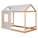 preview thumbnail 5 of 7, Enchanting Twin Size House Platform Bed with Roof Detail - Ideal for Kids