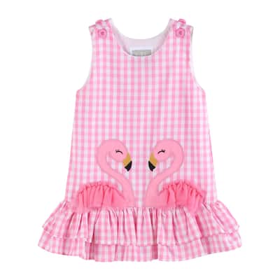 Lil Cactus Pink Gingham Flamingo Tulle Ruffle Dress