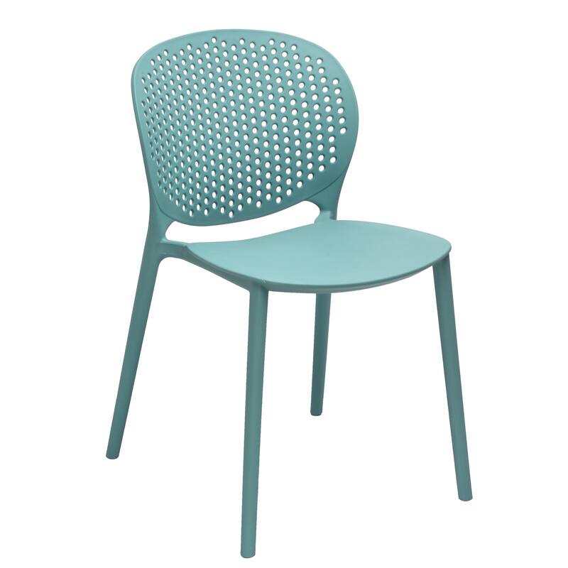 HomeRoots Set of Four Blue Heavy Duty Plastic Dining Side Chairs - 19.00 in. x 31.00 in. x 22.00 in.