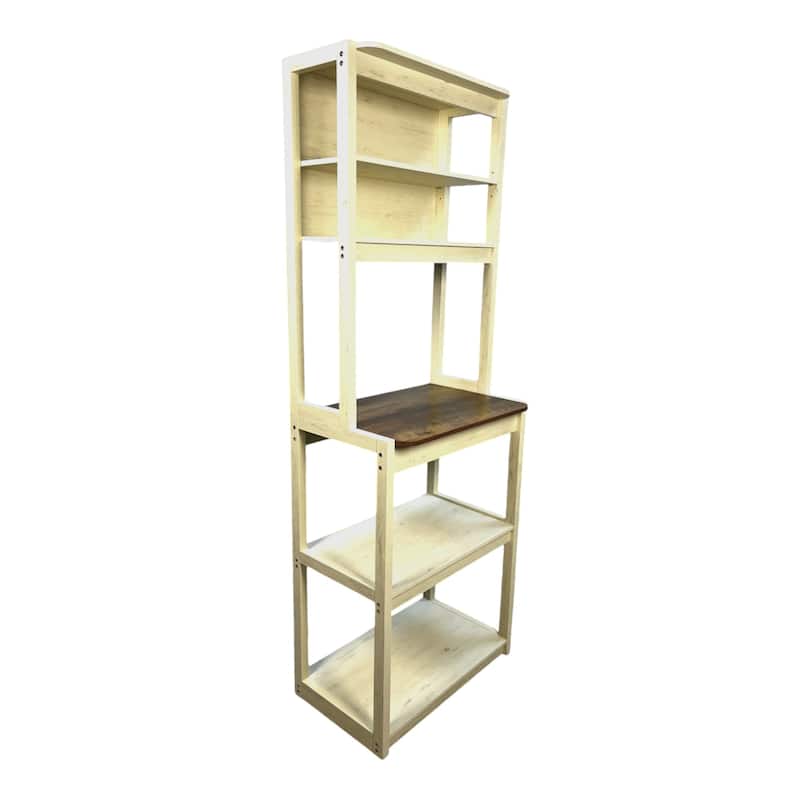 23.62" 5-Tier Bakers Rack for Kitchen with Storage, Coffee Bar, Kitchen Shelves, Microwave Stand - Brown+White