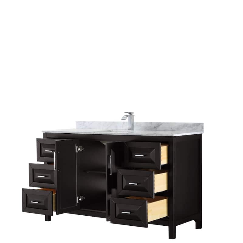 Daria 60-inch Single Vanity, Marble Top, No Mirror