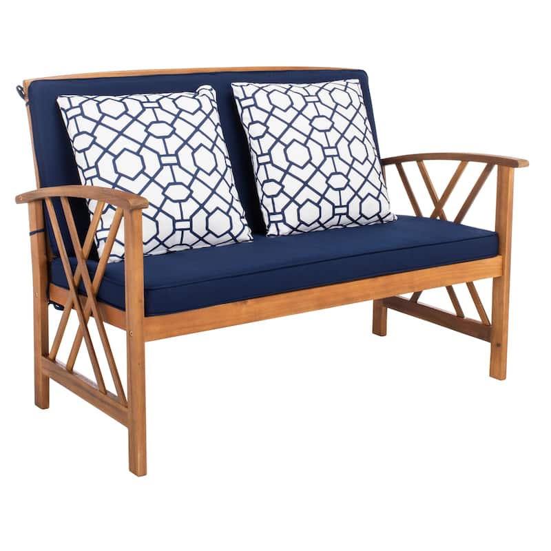 SAFAVIEH Outdoor Fontana 4-piece Acacia Wood Patio Conversation Set