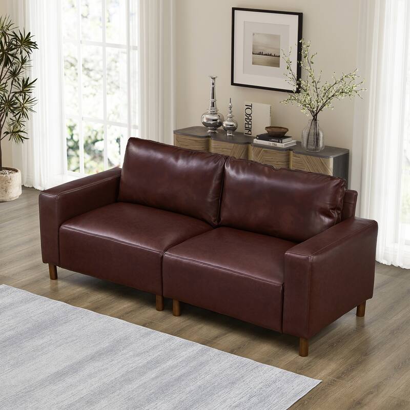 78.5" Loveseat Sofa with Breathable Faux Leather Upholstery for Living Room & Apartment