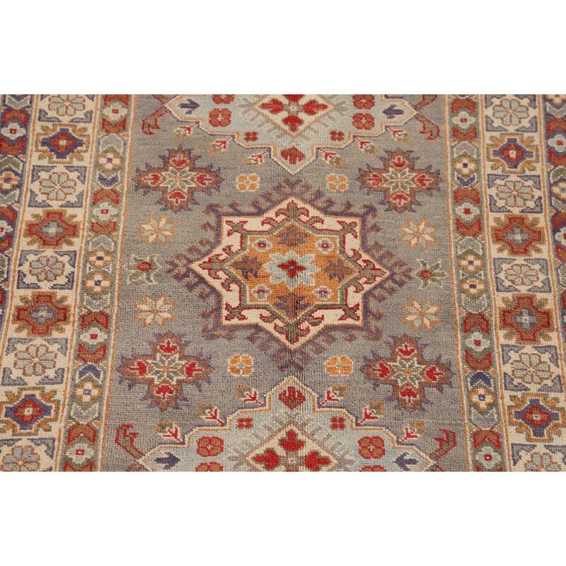 Traditional Kazak Oriental Accent Rug Hand-Knotted Wool Carpet - 3'4"x 4'9"