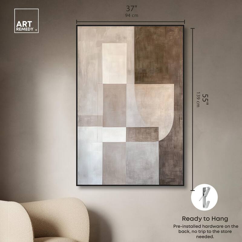 Neutral Tone Blocks I Canvas by Art Remedy
