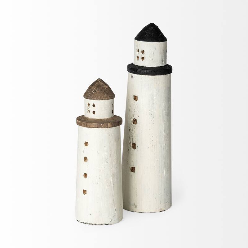Abner (Large) 4L x 4W White Wooden Coastal Lighthouse
