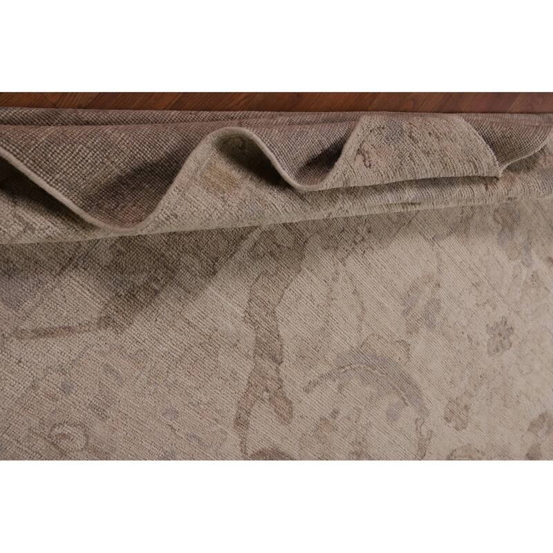 Vegetable Dye Beige Oushak Oriental Area Rug Hand-Knotted Wool Carpet - 9'0" x 12'5"