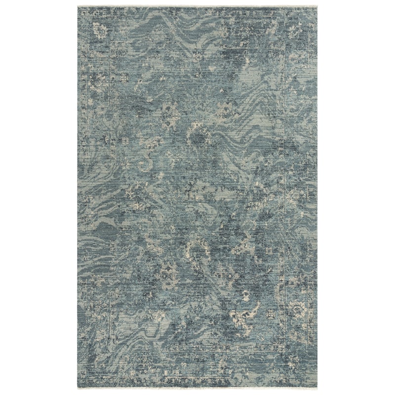 Alora Decor Intrepid Blue, Grey, and Ivory Abstract Wool Rug
