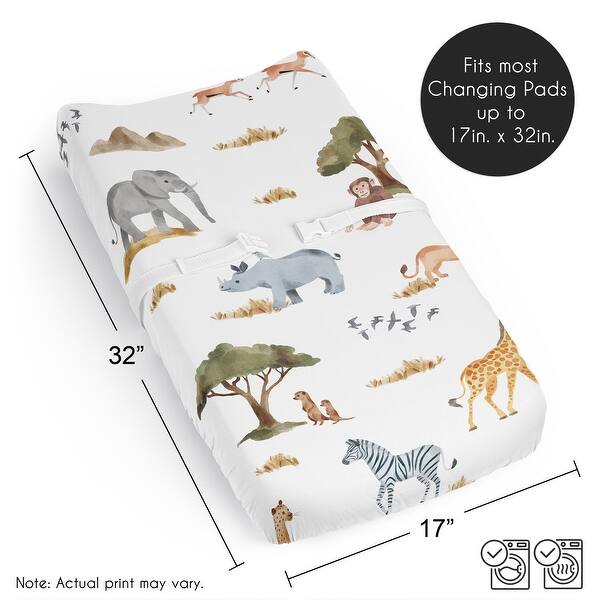 Sweet Jojo Designs Jungle Animals Boy, Girl, Unisex/Gender Neutral Changing Pad Cover Sheet - Boho, Wildlife Safari Animal, Lion