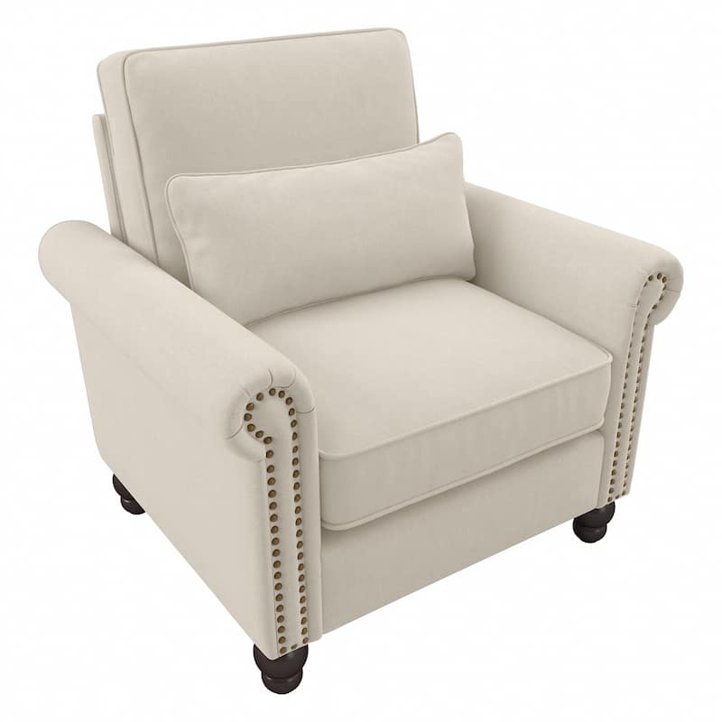 Coventry Accent Chair with Arms by Bush Furniture - Cream Herringbone