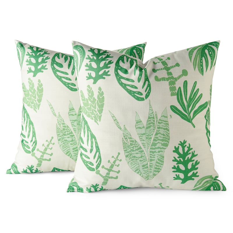 Exclusive Fabrics Printed Cotton Throw Pillow Covers 18 X 18 - Textured Decorative Pillow Covers (Set of 2)