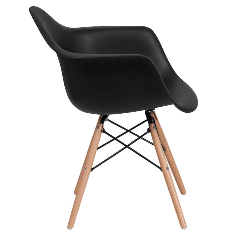 Plastic Chair with Arms and Wooden Legs