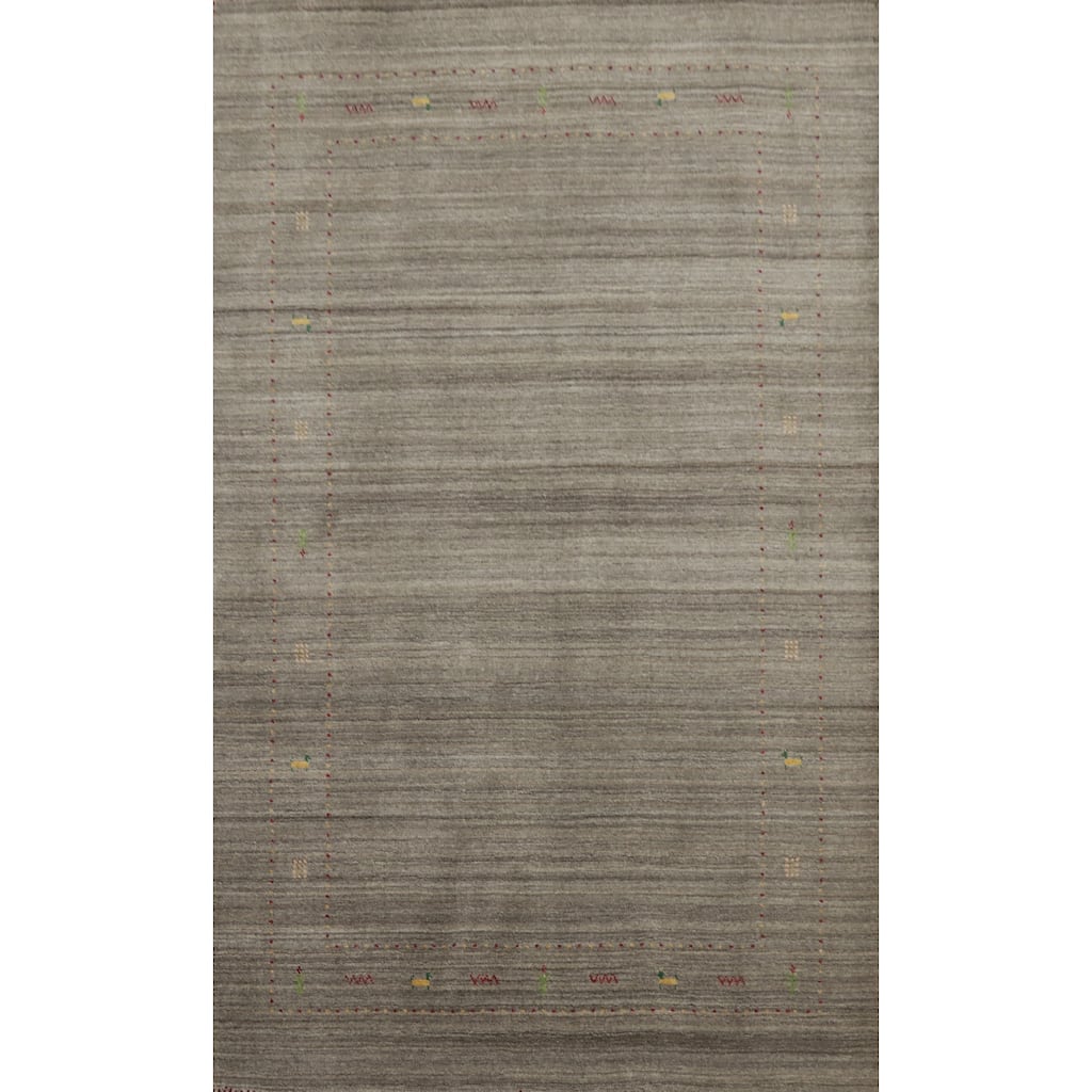 Hand Knotted Oriental 100% Wool Carpet Tribal Animal Pictorial Greys & Charcoal Gabbeh Area Rug - 7' 9'' X 5' 1''