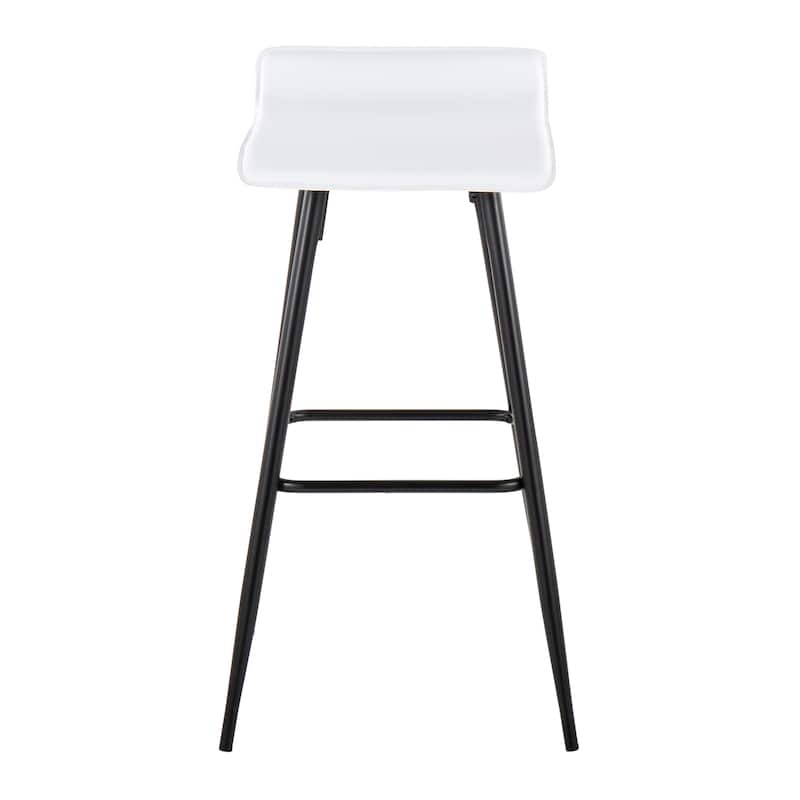 Ale Fixed-Height Bar Stool in Black Steel and Grey Faux - Set of 2 - 15"Lx15"Wx32.5"H