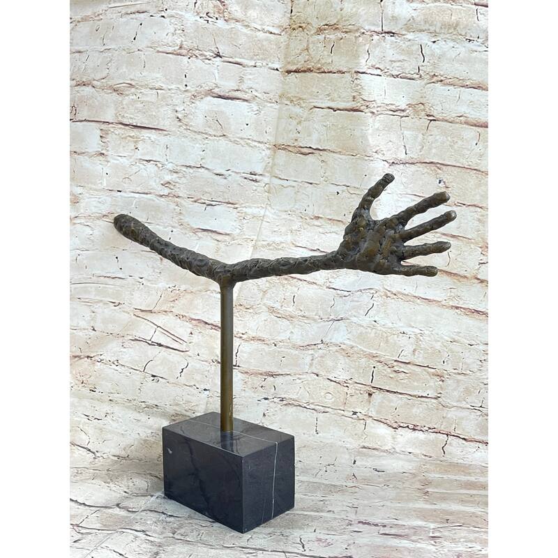 La Main By Alberto Giacometti - Bronze Metal Sculpture On Marble Base