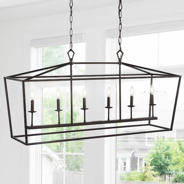Marion Lantern Metal LED Pendant, by JONATHAN Y - Oil Rubbed Bronze - 49"