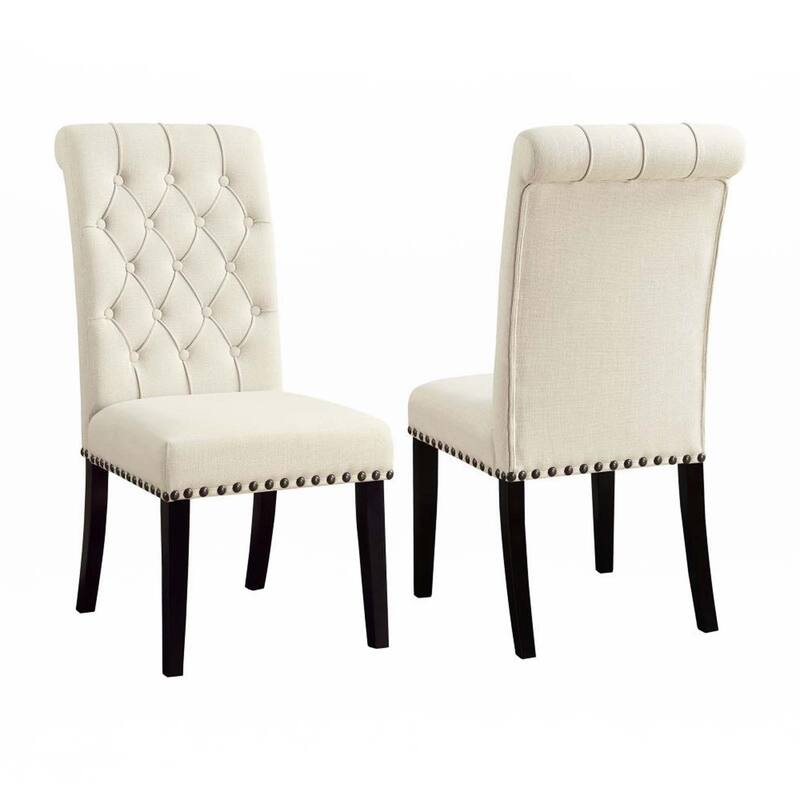 Set of 2 Fabric Upholstered Dining Chairs - Beige