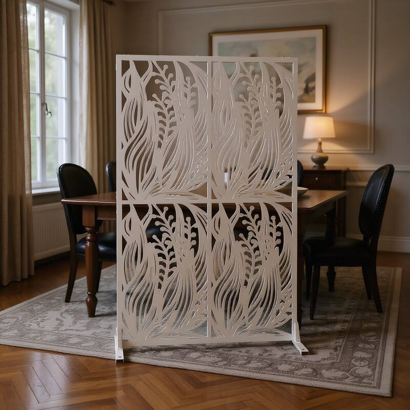 W3.8Ft X H6Ft Metal Privacy Screens, Outdoor and Indoor Divider with Free Standing for Balcony Patio Garden Room Divider