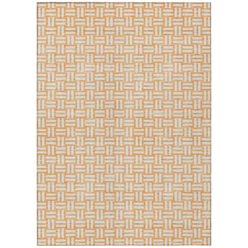 Machine Washable Indoor/ Outdoor Chantille Contempory Crosshatch Rug