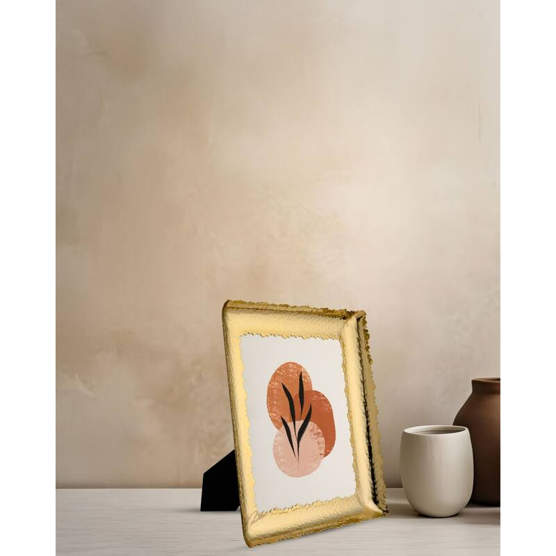 Abstract Wavey Rectangular Picture Frame - for 5" x 7" Photo - Champagne Gold - 5-inchx7-inch