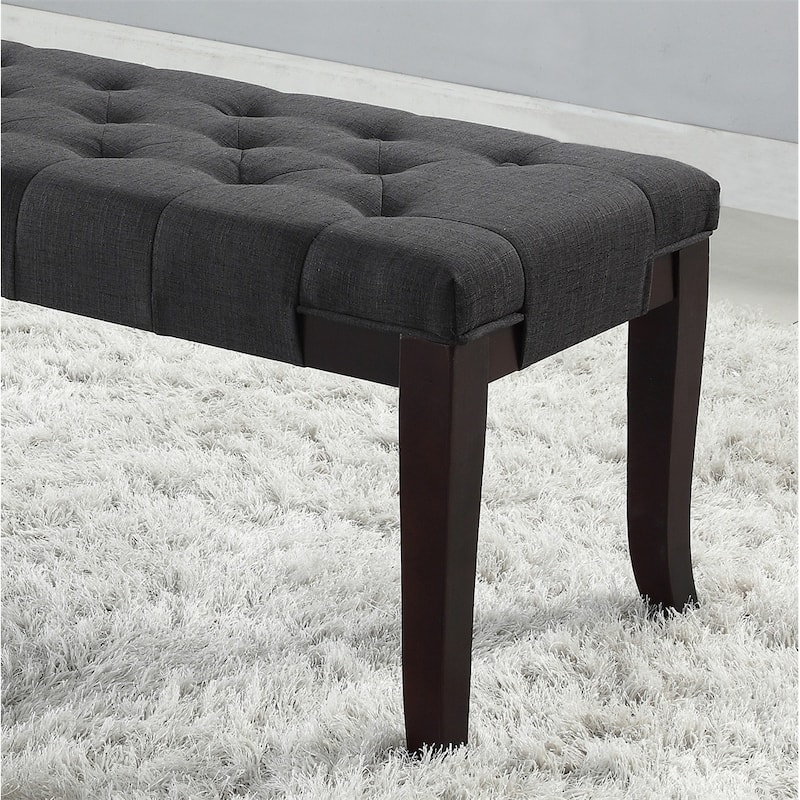 Fabric Tufted Turned Leg Dining Bench