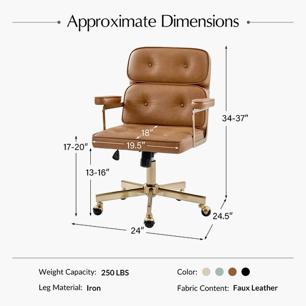 HULALA HOME Debby Modern Faux Leather Height Adjustable Swivel