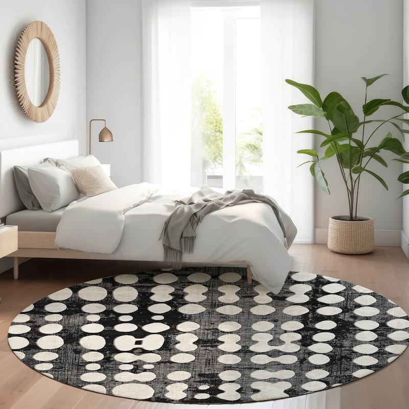 Premium Washable Super Soft Modern Connect Mayfield Rug - Black - 8' x 8'